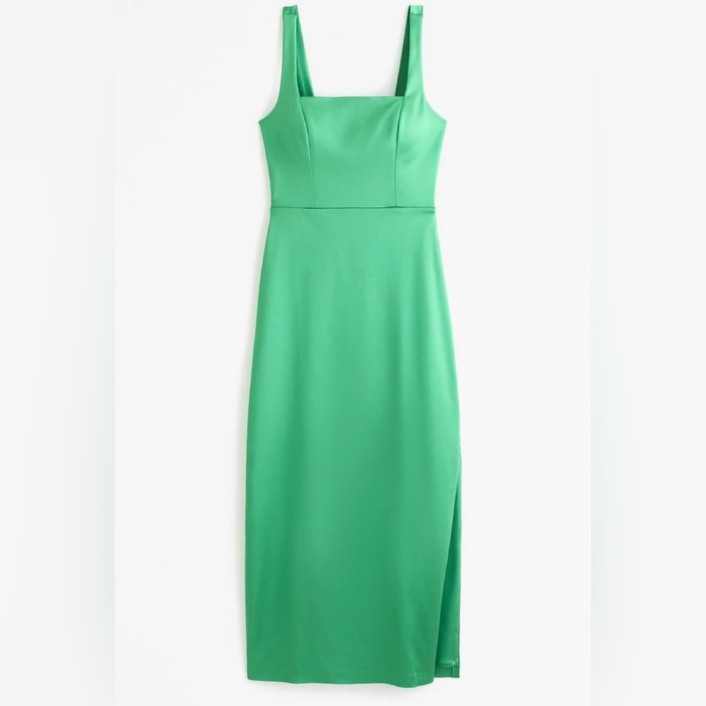 Abercrombie & Fitch Sculpting Stretch Satin Midi Dress NWT